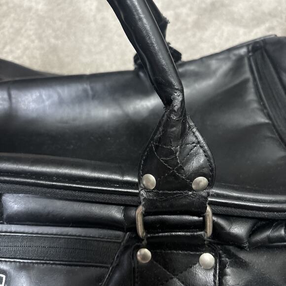 VTG Leather Nike Golf Weekender Duffel Bag Black Large - Picture 10 of 16